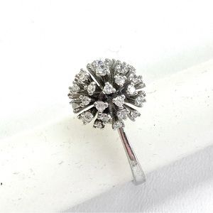 Sterling CZ "Dandelion Puff" cocktail ring sz7